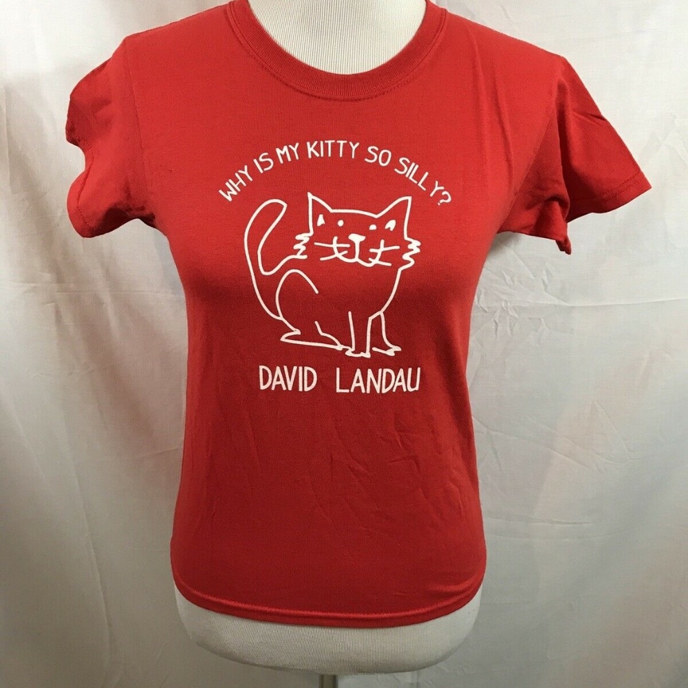 David Landau "Why Is My Kitty So Silly?" red T shi